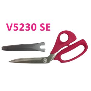 Kai V5230SE: 9-inch Bent Handle Serrated Scissors Very Berry with Blade Cap